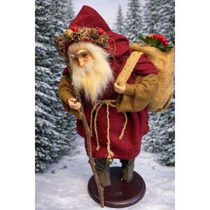Martha Pippen Knecht Ruprecht Germany Traveling Santa Figure Felt Cloak 15" w/ta